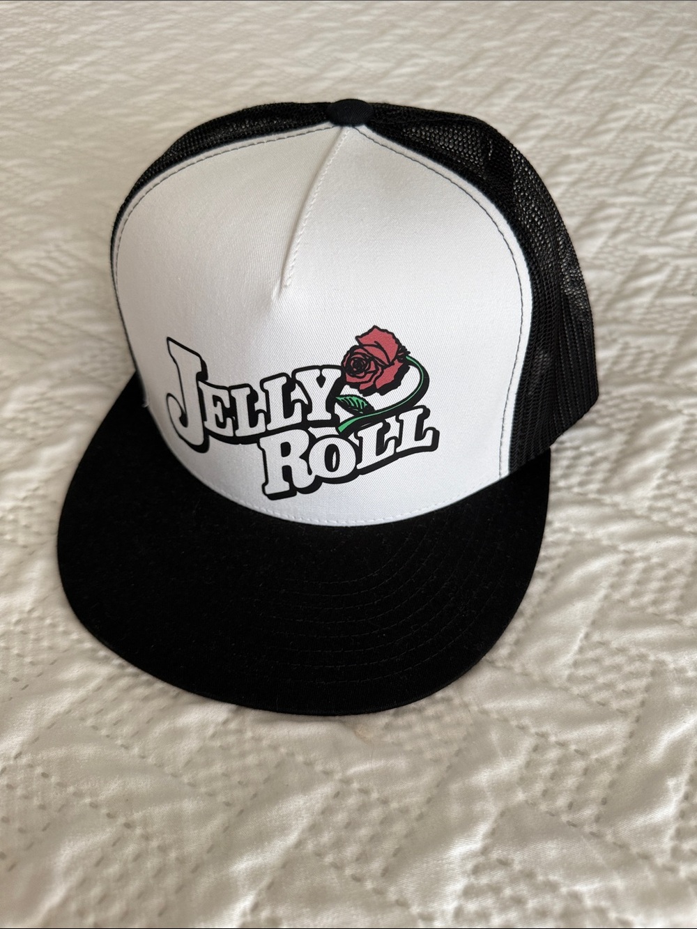 Black & White Jelly Roll Trucker Hat